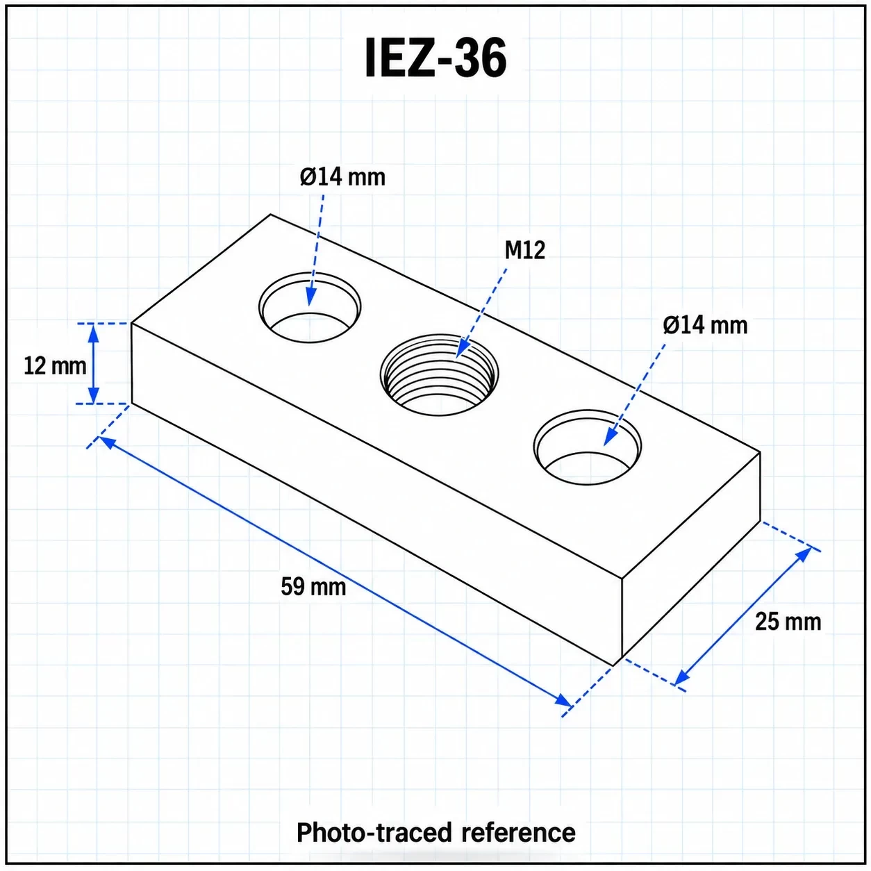 IEZ-36 — Foot Base 30x60mm เหล็ก M12