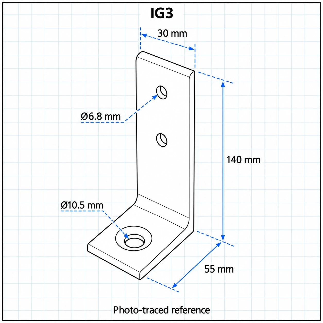 IG3 — ขาตั้งยึดพื้น 30mm สีเงิน