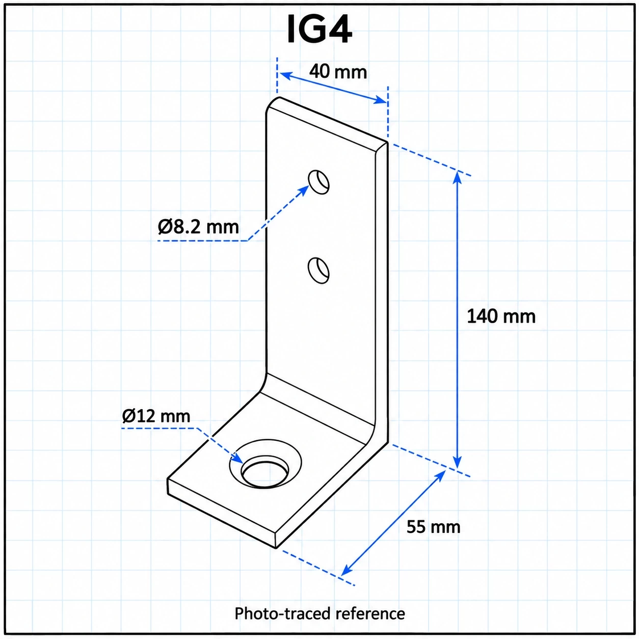 IG4 — ขาตั้งยึดพื้น 40mm สีเงิน